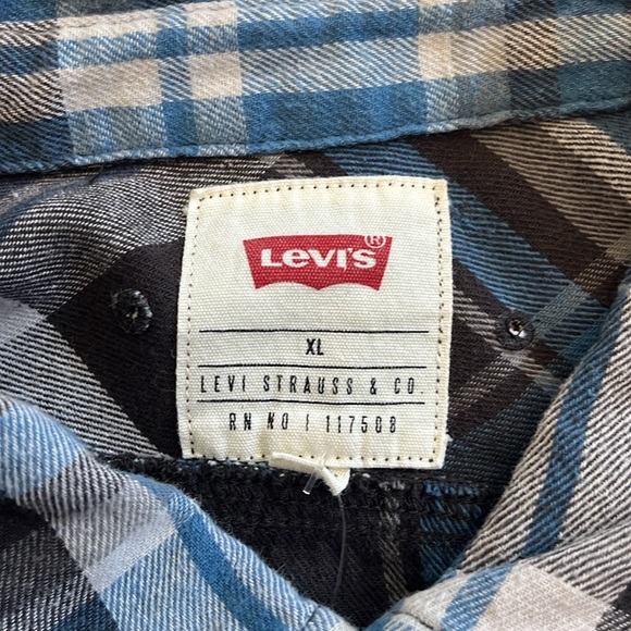 Honor Serve Protect Blue Flag Flannel Shirt Upcycled unisex Size XL X- Large - Picture 7 of 7